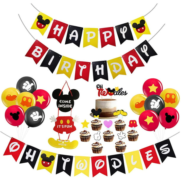 Geloar Oh Twodles Birthday Party Supplies Oh Twodles Birthday Balloons Minnie Mouse Happy Birthday Banner for Minnie 2nd Birthday Party Supplies Second Girl Minnie Mouse Birthday Party Decoration 